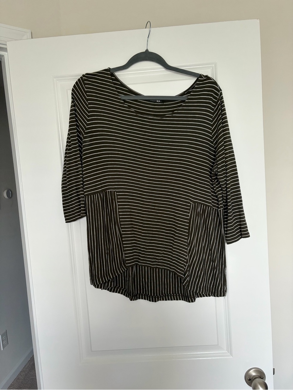 Papermoon Black and Cream Striped Scoop-Neck Tunic